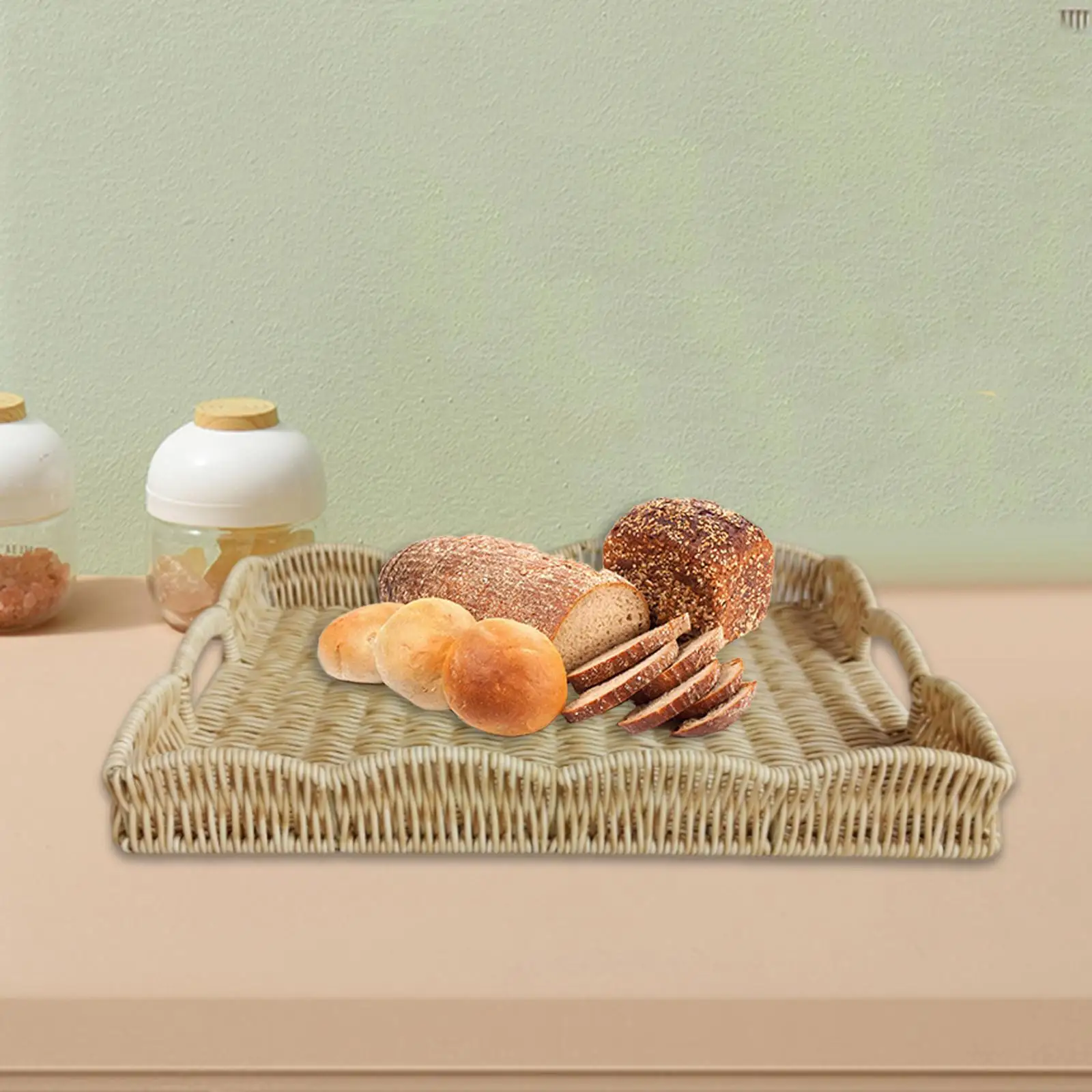 

Тканая кухонная корзина для хранения, органайзер для журнального столика, настольная корзина для отеля, компактный размер, корзина из натурального волокна
