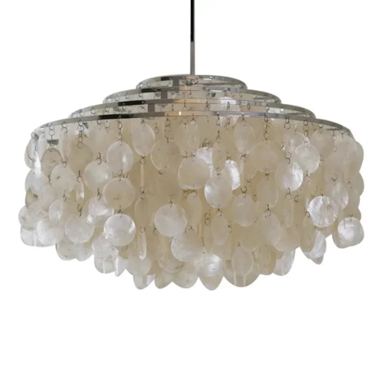 

Bedroom chandelier Warm and romantic living room main light French dining room light Cream wind creative natural shell wind