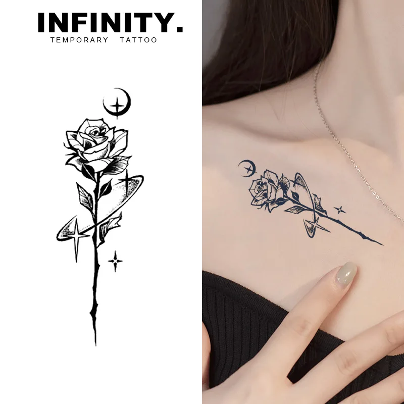 Rose temporary tattoo sticker, waterproof magic tattoo, lasts to 8-15 days fake tattoo, semi permanent tattoo