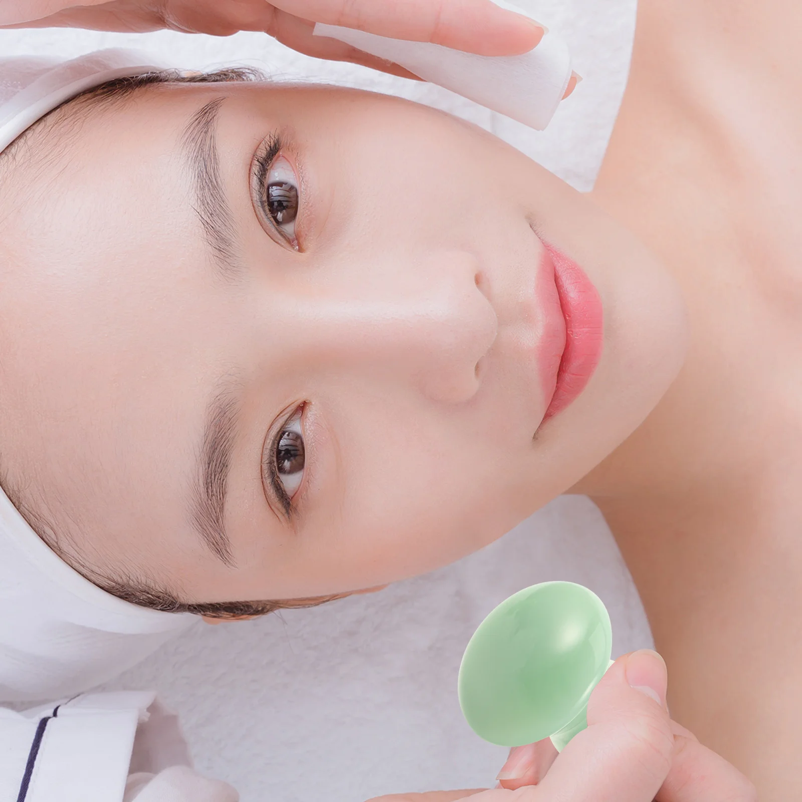 เครื่องมือขูดหน้าหยก 2 ชิ้น รูปทรงเห็ด สำหรับดูแลผิวหน้า นวดหน้า ขูดผิว ลดรอยคล้ำใต้ตา เครื่องนวดหน้า กัวซา