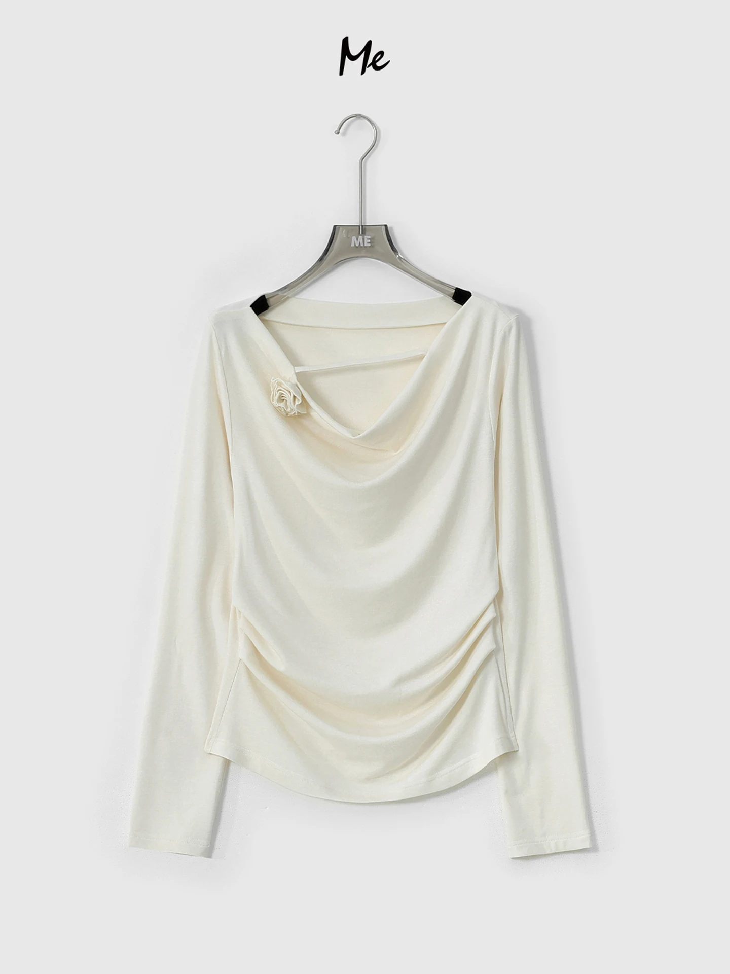 

Me Pure Desire Rose Flower Collar Camere Base Layer 3D Printed Casual Tee for Women Breathable Loose Fit Long Sve