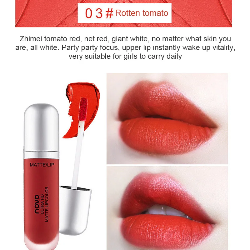 Net Red Makeup NOVO Cream Ice Cream Velvet Lip Glaze Student Moisturizing Lip Gloss Matte Lip Glaze  Sets Beauty Moisturizing