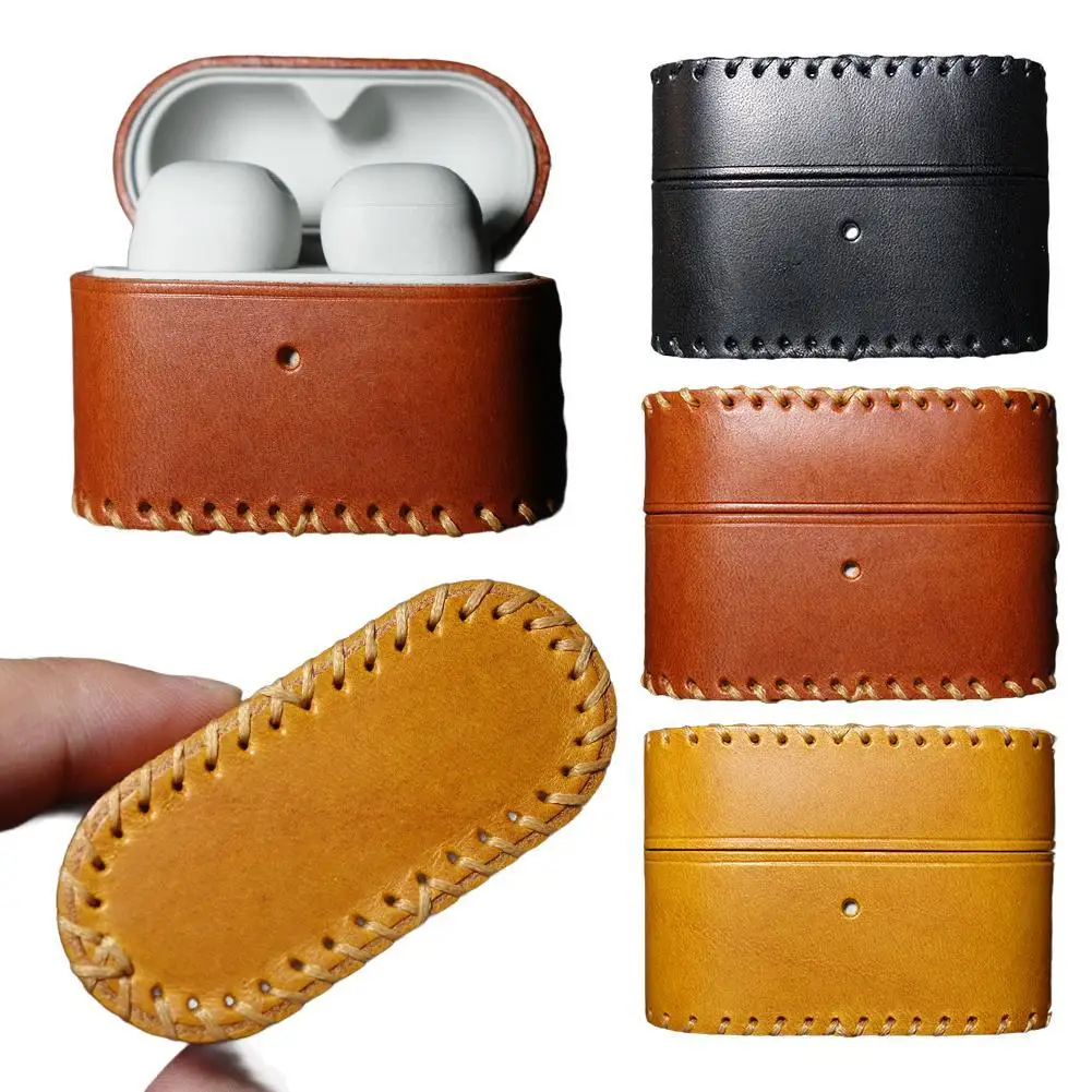 

Кожаный чехол ручной работы для Sony WF-1000XM6, защитный чехол для наушников из воловьей кожи растительного дубления, защита от царапин