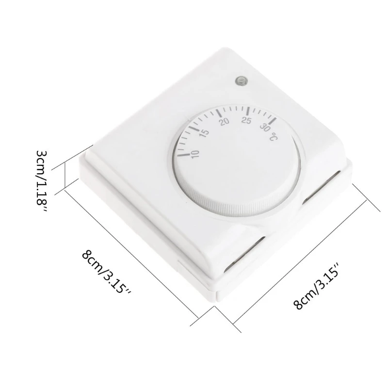 สแควร์ 220V 6A Mechanical Room Thermostat อุณหภูมิเครื่องปรับอากาศ & ชั้นหม้อต้มแก๊สความร้อน Drop Shipping