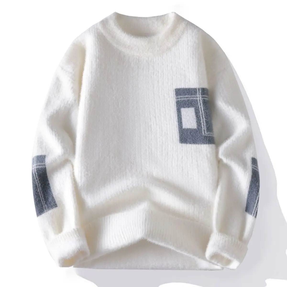 

Свитер мужские контрастных цветов, пушистые вязаные свитера, уличные теплые пуловеры, зимние стильные удобные свитера для пар