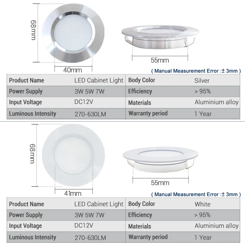 Mini Downlight LED de 12V ultrafino, 3W, 5W, 7W, foco pequeño integrado, techo, cocina, baño, espejo, faros integrados