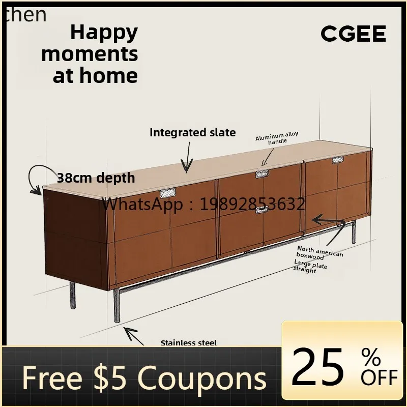 

WW solid wood TV cabinet living room teak veneer solid wood