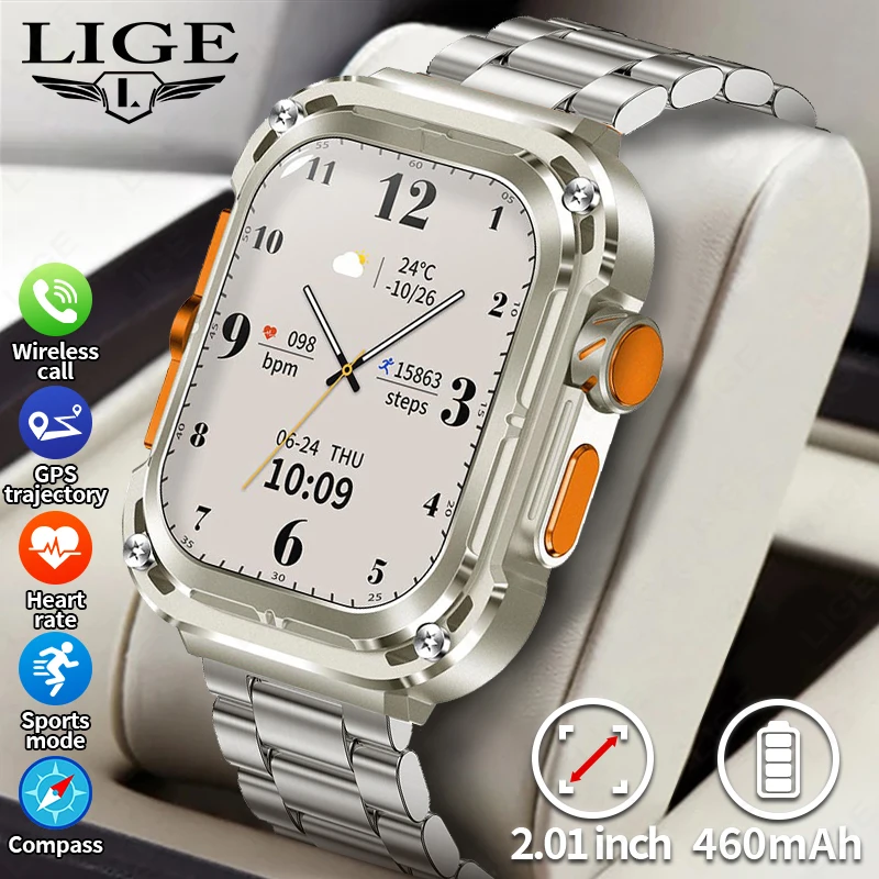 

Новые 2,1 "Ультра HD NFC Bluetooth Call Смарт-часы Мужские компасы GPS трек 460 мАч Батарея Водонепроницаемые умные часы для Huawei Xiaomi
