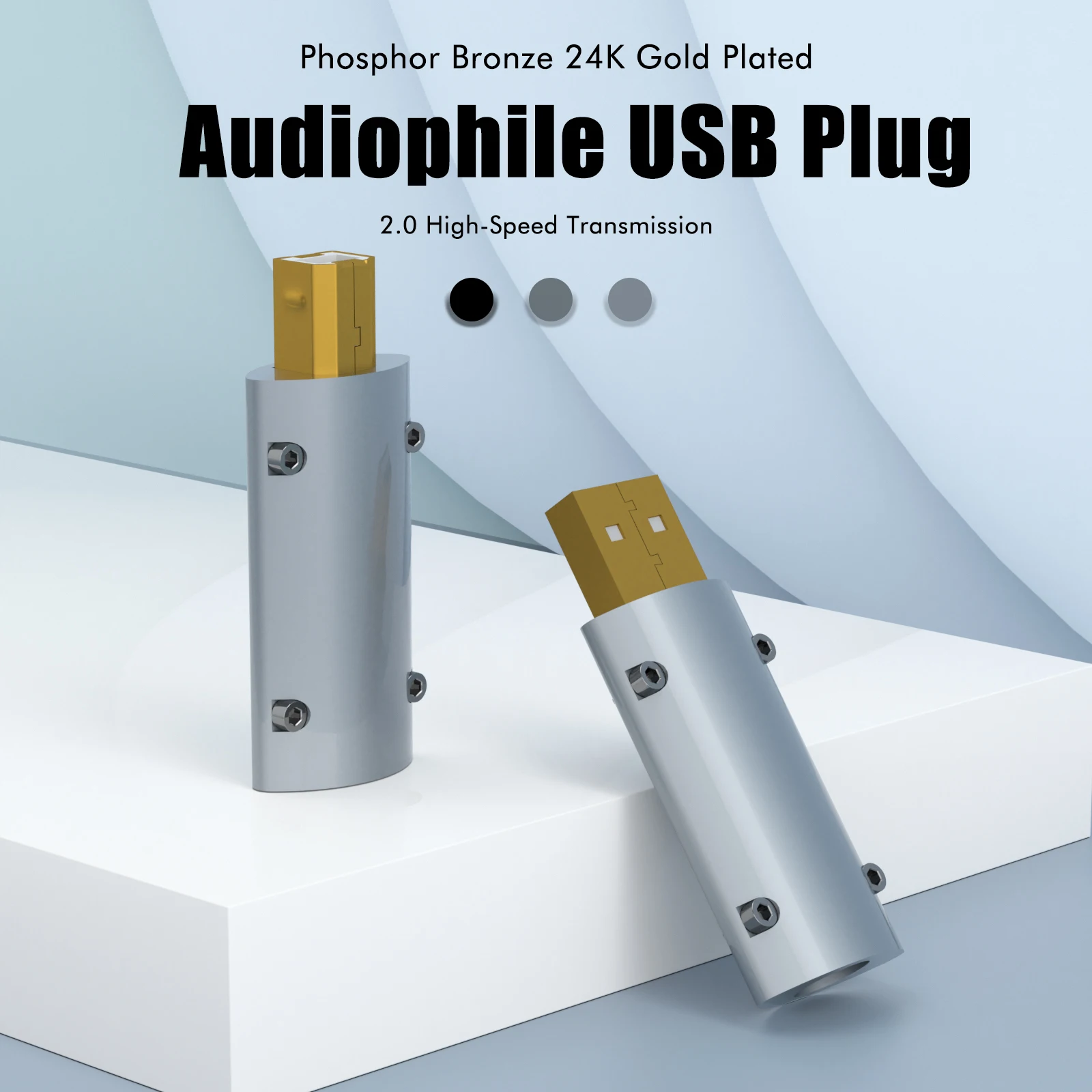 Monosaudio A50G B50G 24K Gold Plated USB2.0 Plug USB A/B Connector DIY USB Cable for Ipad Laptop