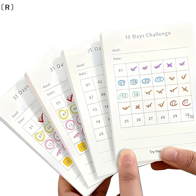 〔R〕30 Days Planner Daily Challenge Notepad Self-Discipline Checklist Self-adhesive Memo Pads Mini Pocket Checklist Writing Pads