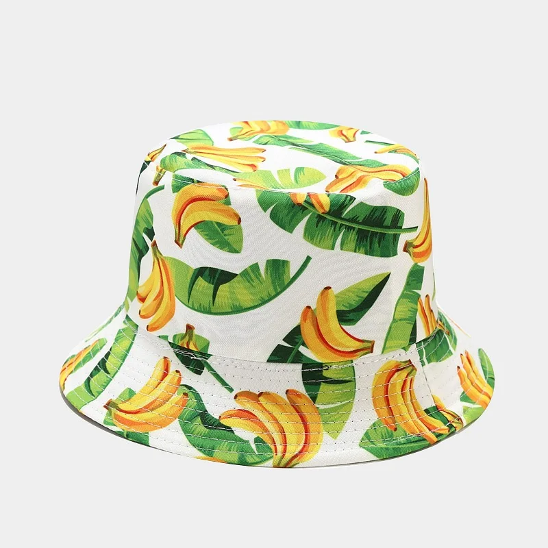 Kreative bedruckte Eimerkappe mit Fruchtmuster, Unisex, Freizeit-Fischerhut für den Außenbereich, Sommer-Strand-UV-Schutz-Sonnenhut, Panama-Bob – Detail 22
