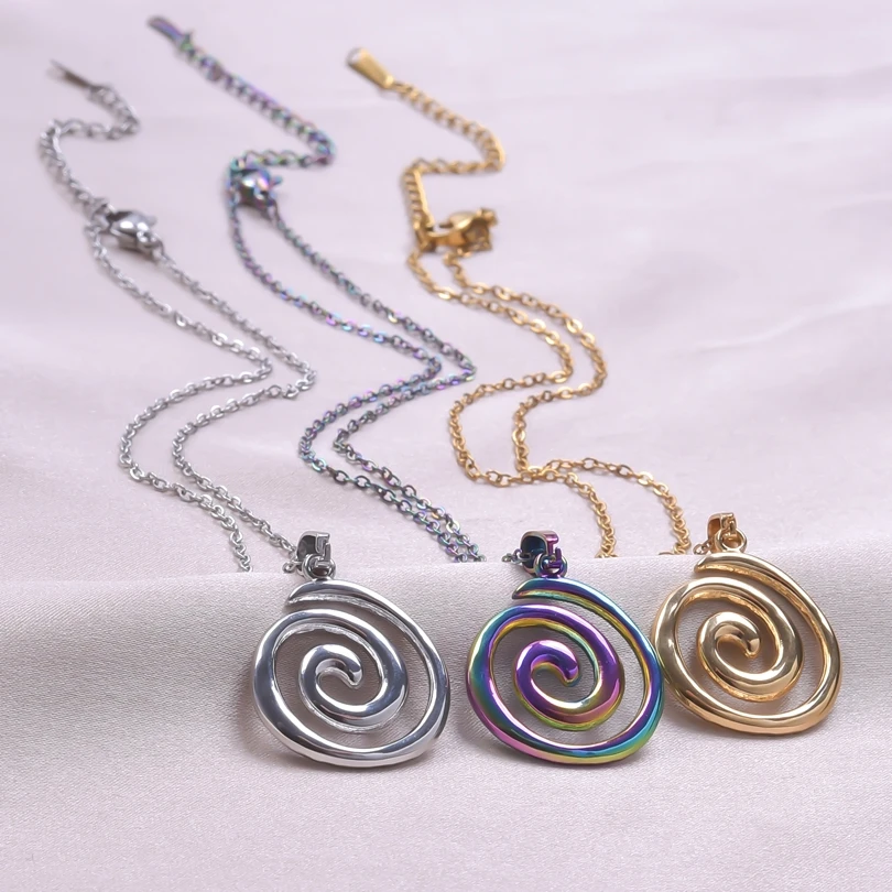 1Pc Grunge Jewelry Stainless Steel Swirl Necklace Goth Fashion Accessories Cute Punk Necklaces No Fading Ornaments Gifts