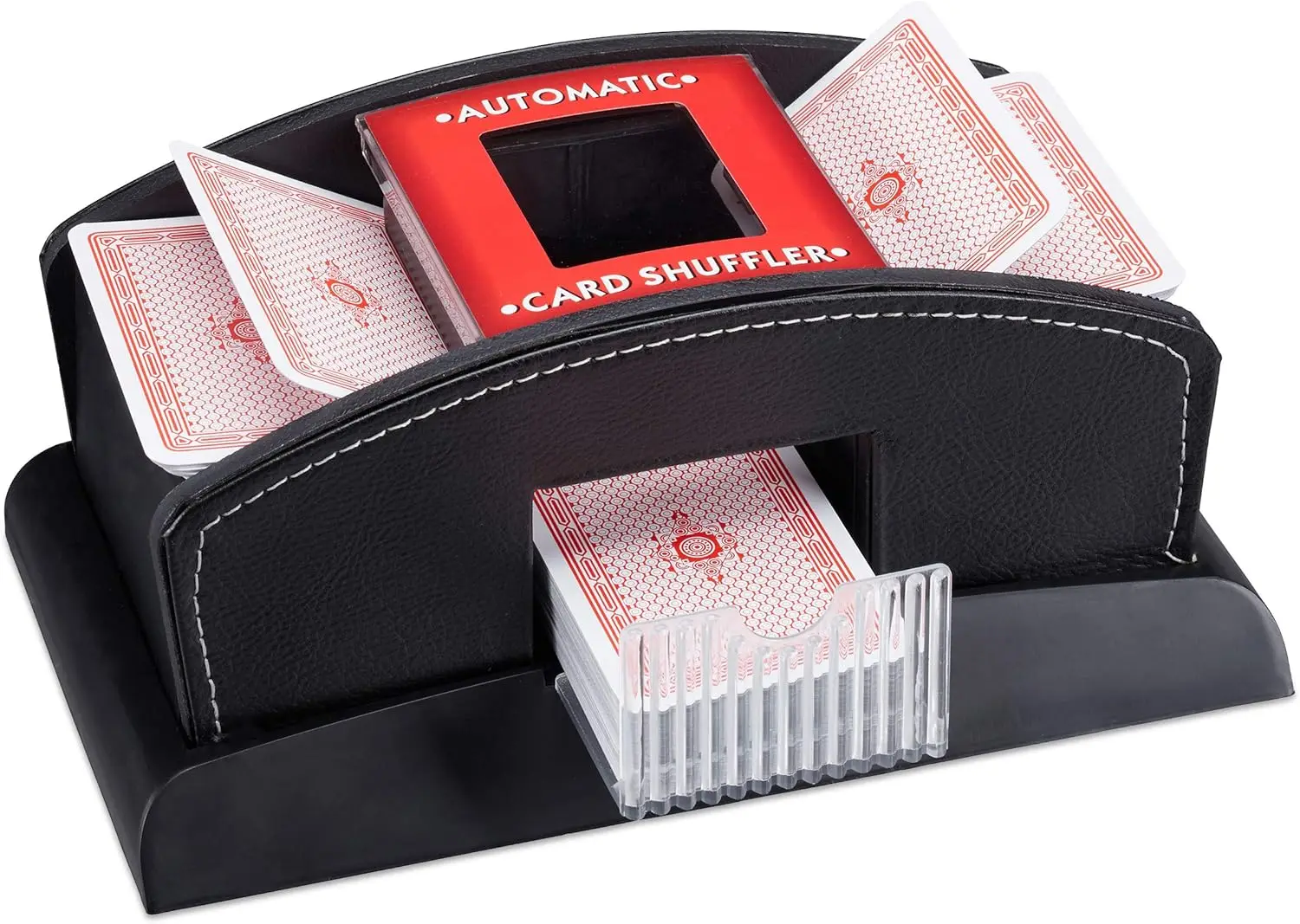 Electric Black PU Leather Card Shuffler 2 Decks for Mixing Cards Automatic Shuffling Machine  Playing Card  for Casino Games