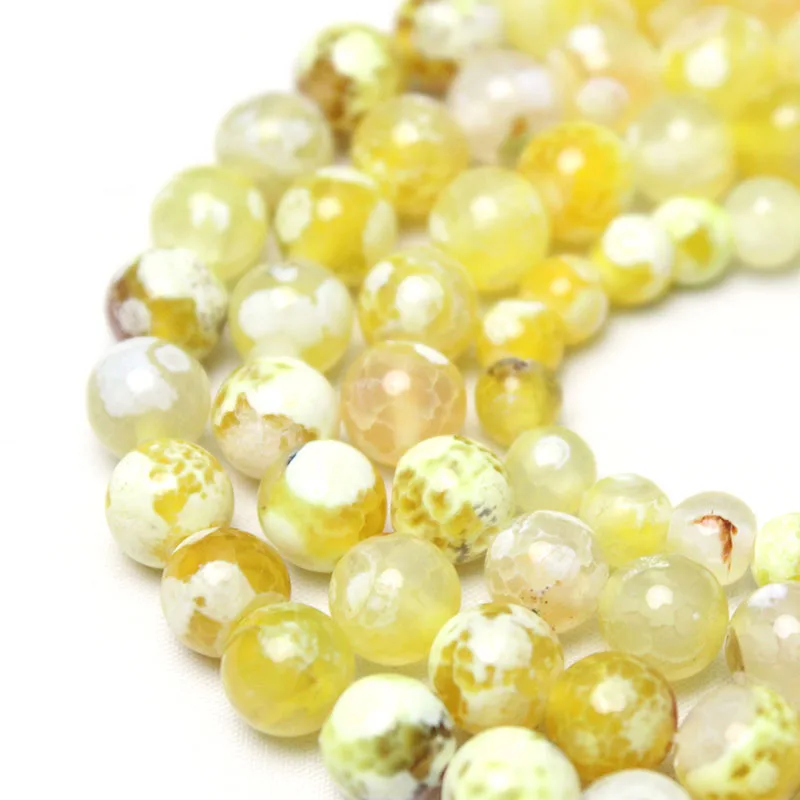 Natural Yellow Fire Agates Onyx Stone Round Loose Spacer Beads For Jewelry Making Diy Necklace Bracelet 15\
