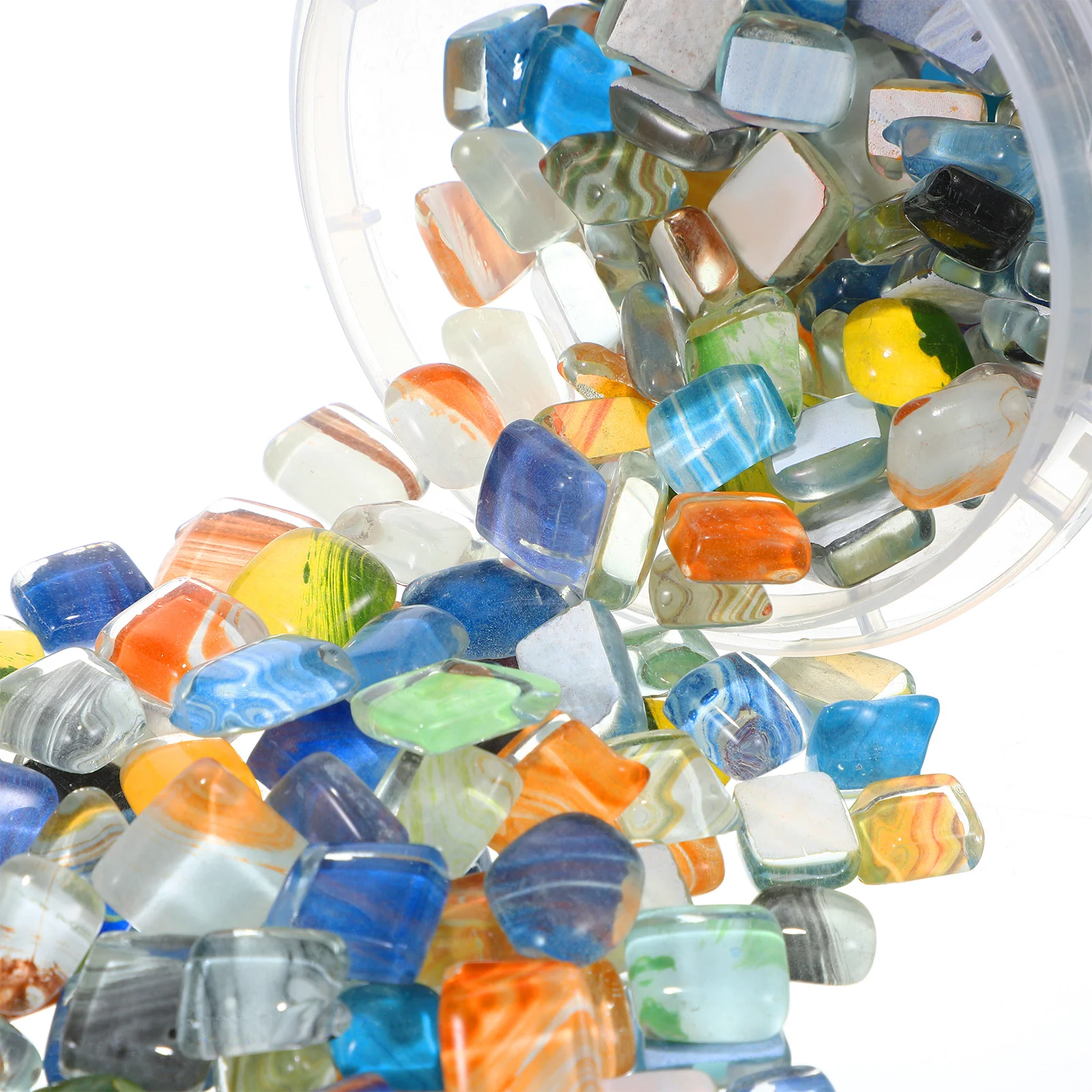 

1 Bucket Mosaic Tiles Glass Craft Kit with Colorful Sparkling Pieces for DIY Picture Frames Flower Pots Mirrors Lamps Fish Tanks