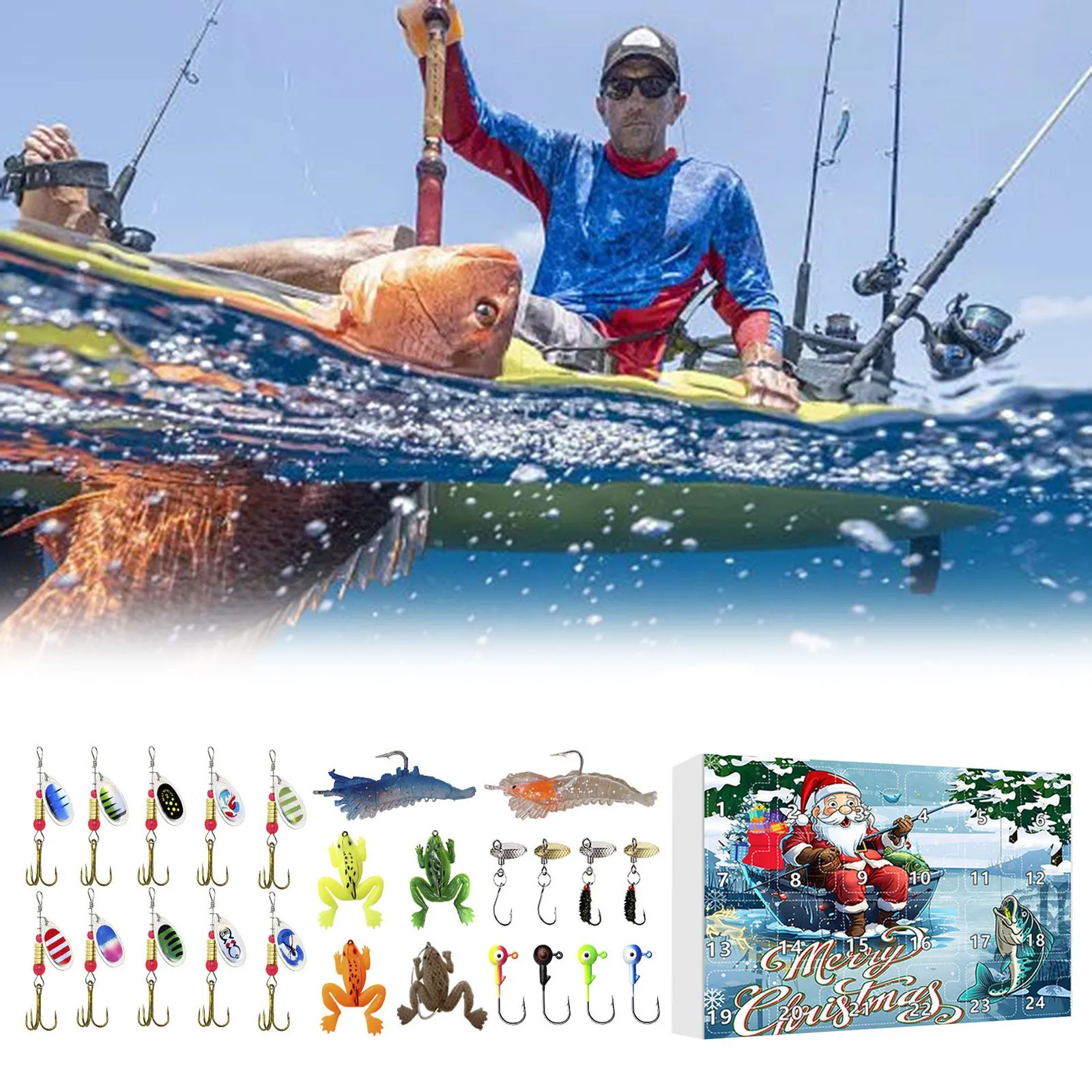 New 24 Countdown Christmas Gifts Creative Fishing Kit Advent Calendar Personality Decorations For Fishing Enthusiasts Popular