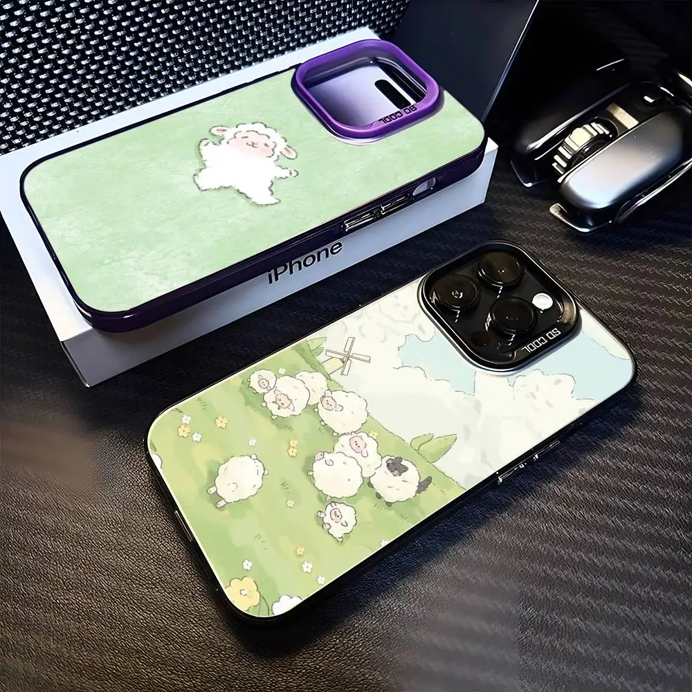 

Little Sheep Phone Case For iPhone17,16,15,14,13,12,11 Plus,Pro Max Purple Matte Shockproof Cover