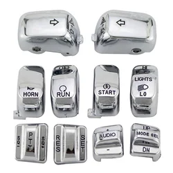 Motorcycle Chrome Switch Housing Button Caps For Harley Electra Glide FLHTCU FLHTK FLTR FLTRU FLHTCUTG Motorcycle Accessories