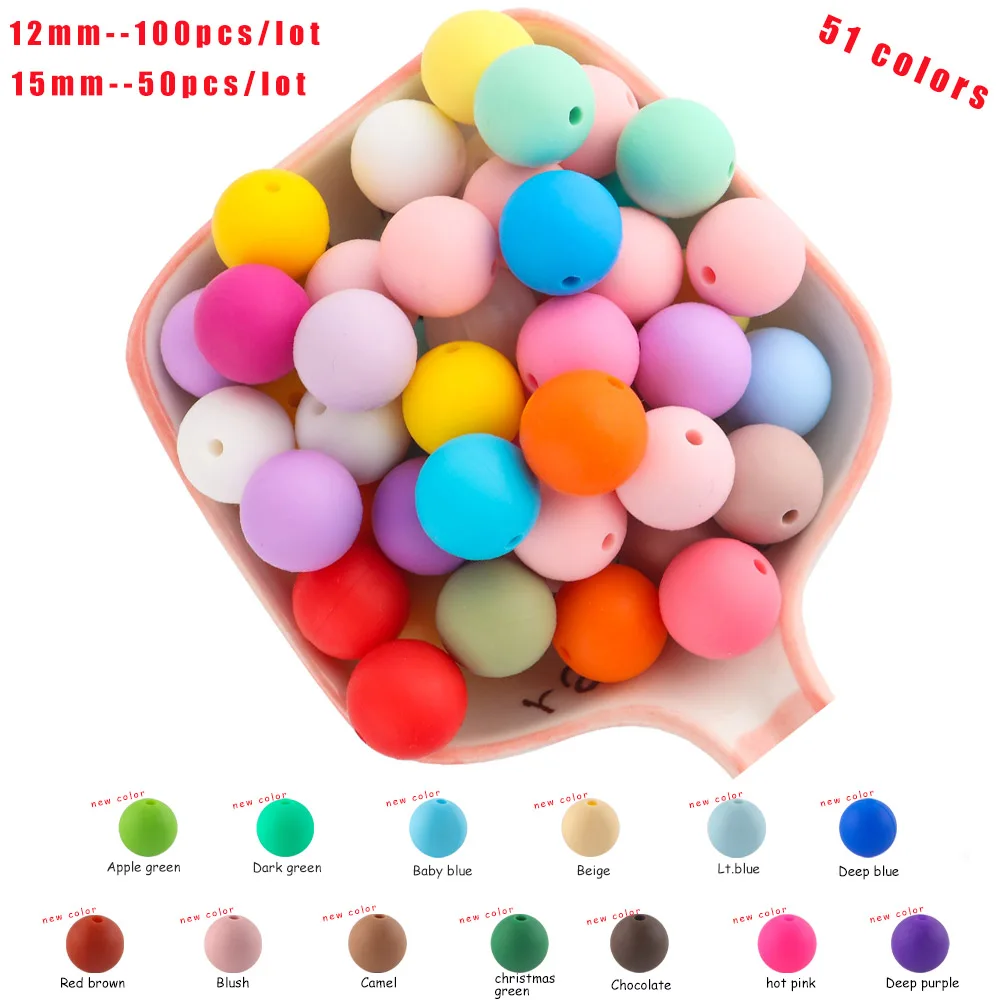 

Silicone Round Beads 12mm 15mm Loose Spacing Beads Bpa Free For Jewelry Making DIY Pacifier Chain Bracelet Jewelry Accessories