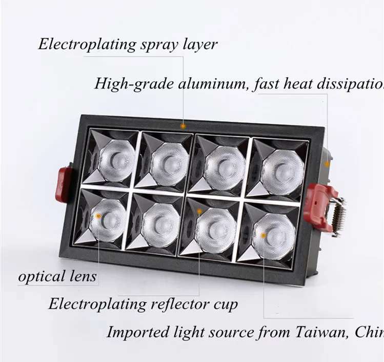 Wpuszczane LED oprawy sufitowe lampy punktowe kwadratowe 9w 12w 40w AC220V Strip kryty lampy do kuchni wystrój sypialni