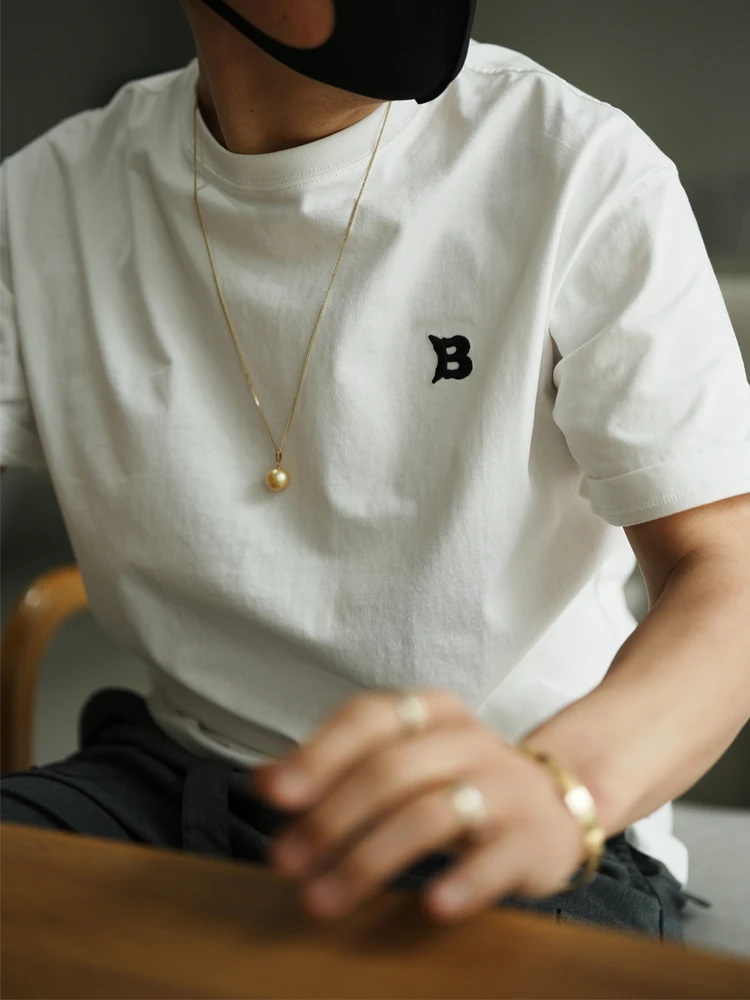 

2025 New American Summer New Casual Cotton Short-sleeved T-shirt Men's and Women's Simple Letter Embroidery Base T-shirt Tide