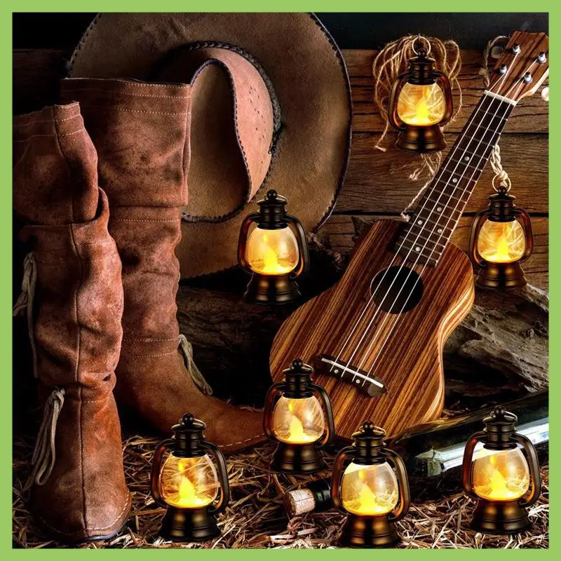 

ABJT-24Pcs Black Electronic Candle Lantern Light Mini Candle Light Hanging Lantern Lamp Flameless LED Oil Lamp Christmas Home De