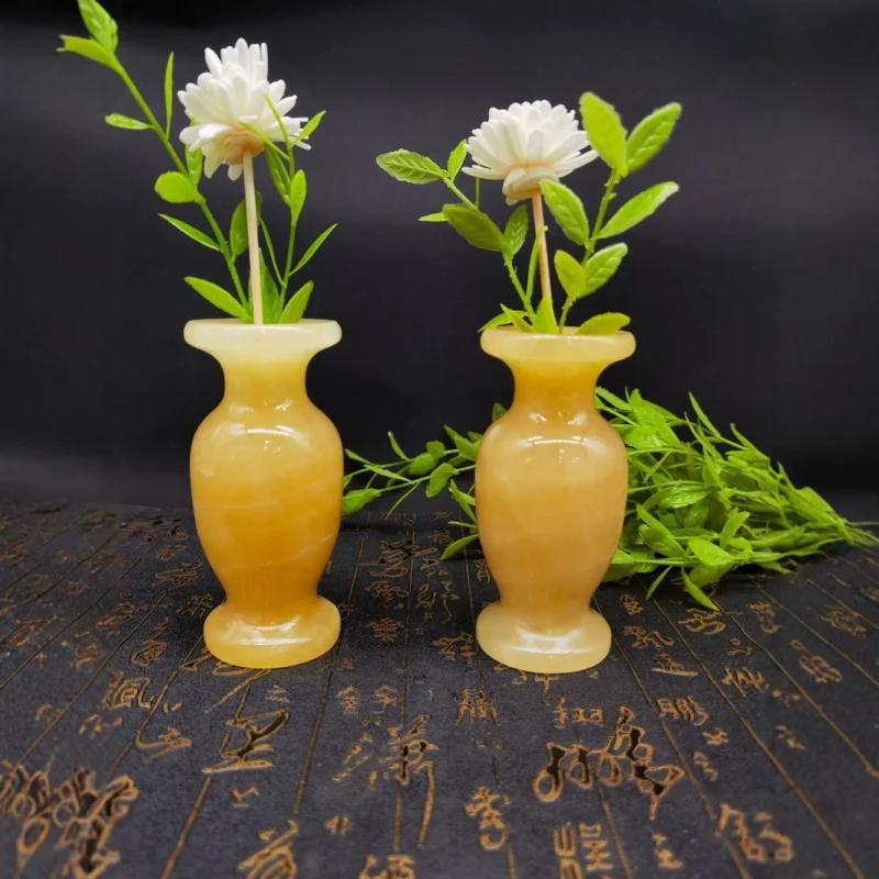 

Jade Crafts Beige Jade Vase Ornament Home Decor Yellow Jade Vase Pair Wholesale