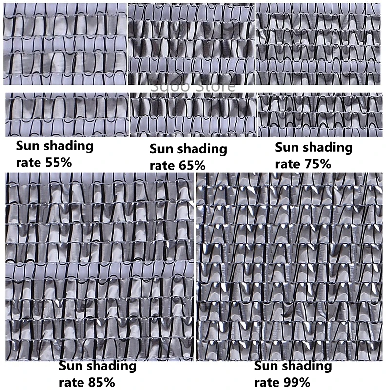 55％ 75％ 85％ 99％ Anti-UV HDPE Aluminum Foil Sun Shading Net Garden Greenhouse Balcony Automobile Sun Shade Cooling Sun Net