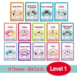 Level 1-3 Set Cards Toddler Learn English Words Card Children Educational Toys for Kids Early Learning Toy Montessori Materials