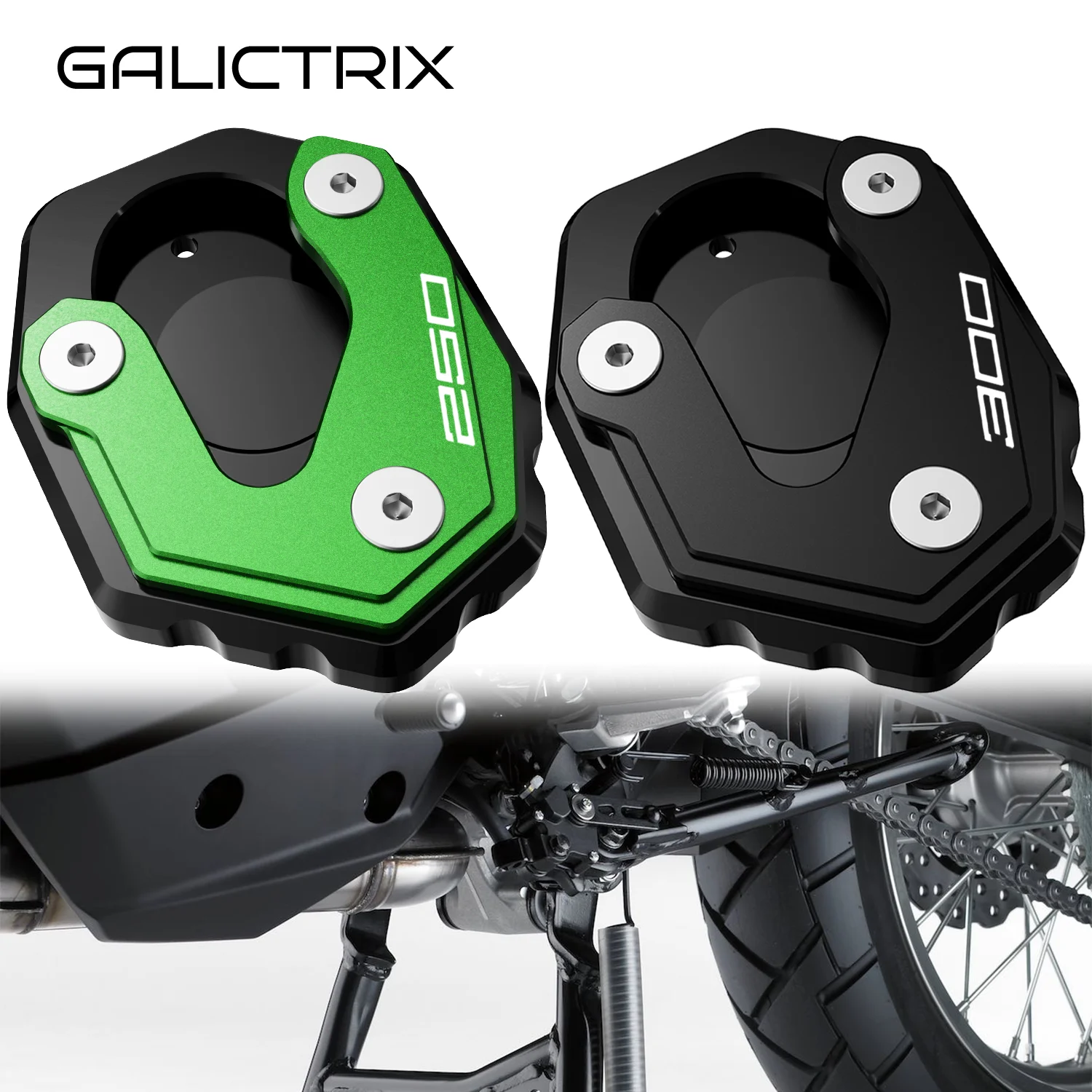 Para KAWASAKI VERSYS300 VERSYS X250 X300 ABS Versys 300 Accesorios para motocicletas Pata de cabra Almohadilla de extensión Caballete lateral Agrandar almohadilla Fabricación de control numérico de computadora