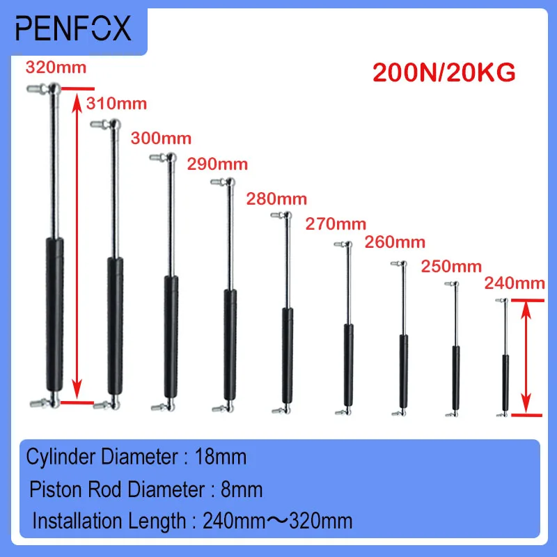 

1PC 240mm-320mm 20kg/200N Universal Strut Bars Car Gas Spring Shock Absorber Hydraulic Lift Support Strut Bar Machine Gas Lift