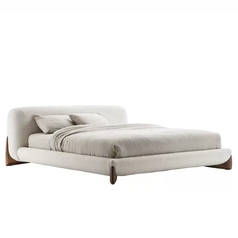 

Designer wabi fabric bed Japanese tatami double bed Italian minimalist master bedroom