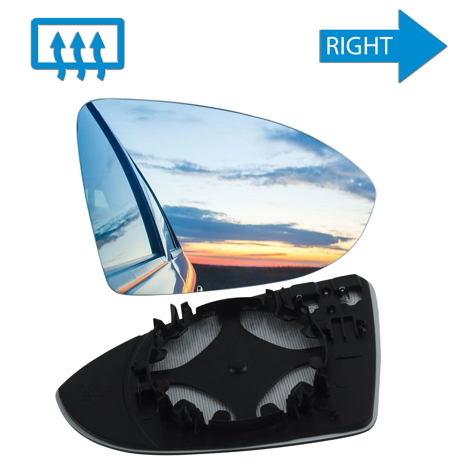 For VW Golf MK7 2012-19 Right Wing Mirror Glass Heated Convex Upper