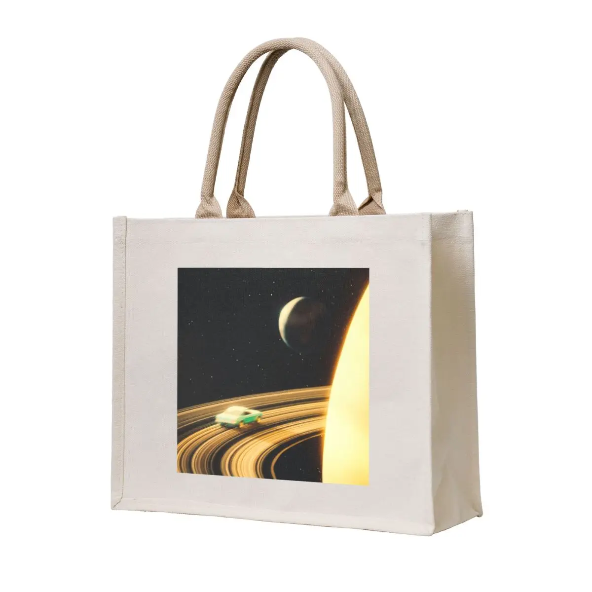 

Saturn Highway - Retro-Futuristic Collage Artwork Design Adventure and Exploration Tote Bag Gift bag tote bags men Cloth bag