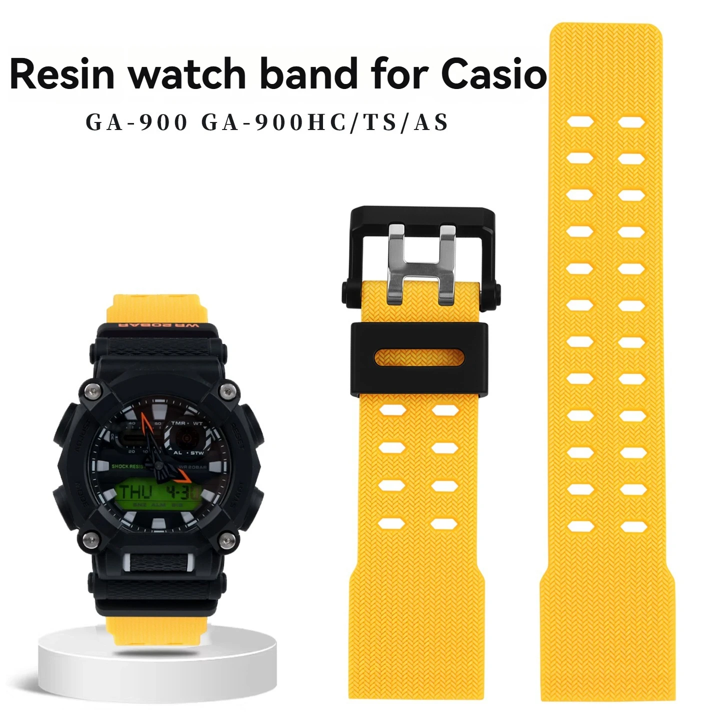 

for Casio Sports Watch Accessories: Skin-friendly, durable resin silicone strap for GA-900, GA-900HC/TS/AS models