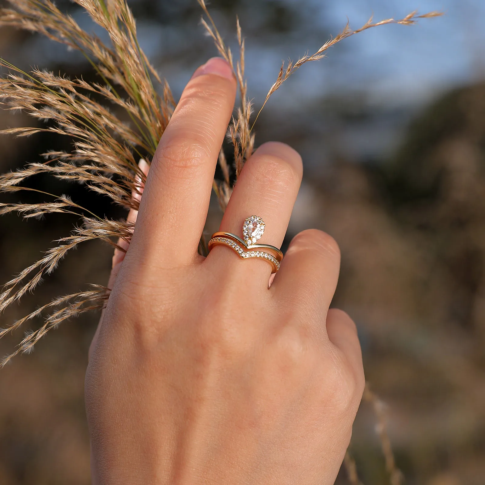 خواتم الخطبة زركونيا مكعب للنساء ، حلقة مفتوحة من الحجر دروبوتر #3