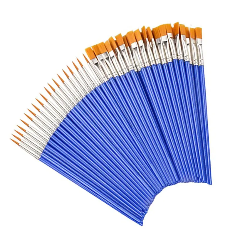 50-teiliges Malpinsel-Set, Kunst, rund, flaches Haar, Nylonhaar, Pinsel für Öl, Acryl, Aquarell, Kinder/Künstler/Anfänger/Studenten – Detail 8