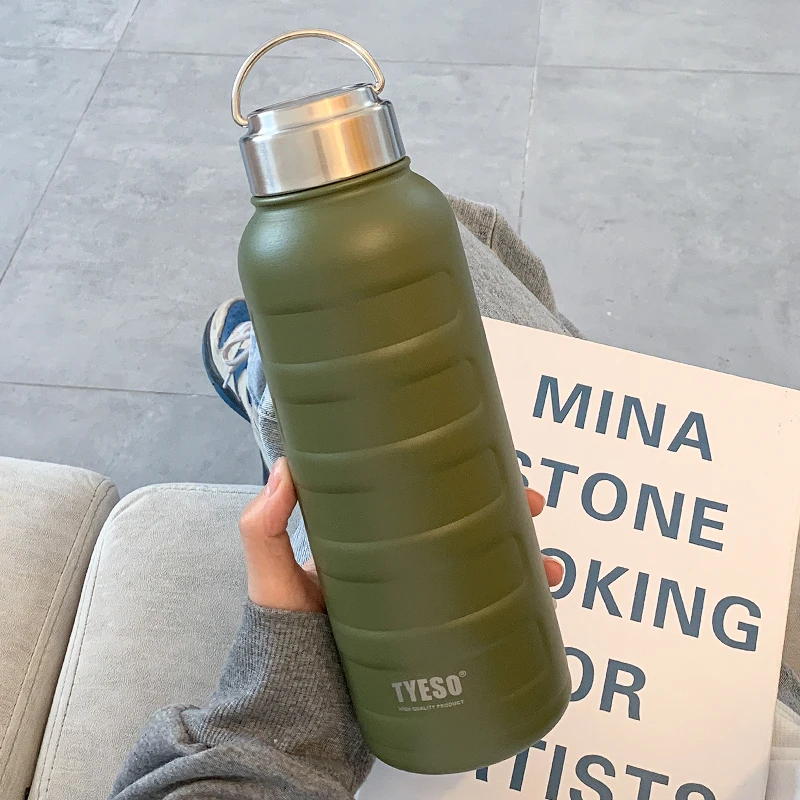 1L Simple Stainless Steel Thermos Water Bottle Large Capacity Vacuum Flask Men Women Portable Cup Student Heat Preservation