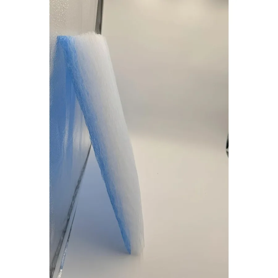 Rolo de filtro para prendedor de tinta branca azul de alta eficiência para sistemas de exaustão de cabine de pulverização industrial 25 de largura x 300 pés de comprimento durável fi