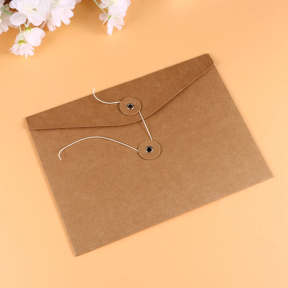 

10Pcs File Bags Kraft Paper Document Organizer Envelope File Packing Pouches Paper Storage Bags A4 Brown Brown Cardboard Folders