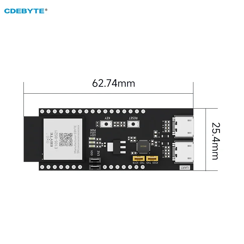 2.4GHz NearLink SLE Module Test Board Hisilicon BS21 Chip Wireless Transmission Cost-Effective 6dBm CDEBYTE E105-BS21-TB