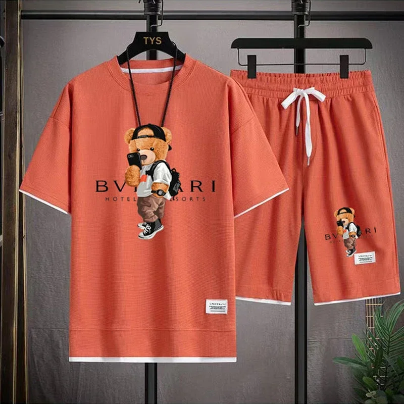 2026 Summer New Men's Leisure Fashion Breathable Quick-Drying Loose Short-Sleeve T-Shirt and Shorts Sports Two-Piece Set view 5