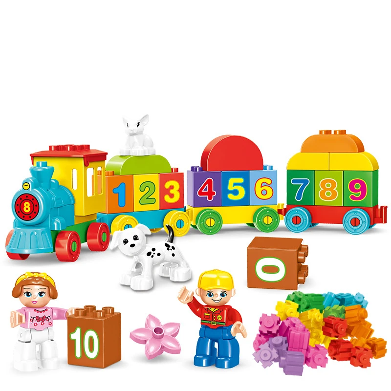 68 قطعة/المجموعة/مجموعة مكعبات بناء الجسيمات الكبيرة قطار رقمي إبداعي ملون ألعاب ألغاز التعليم المبكر للأطفال هدايا عيد الميلاد