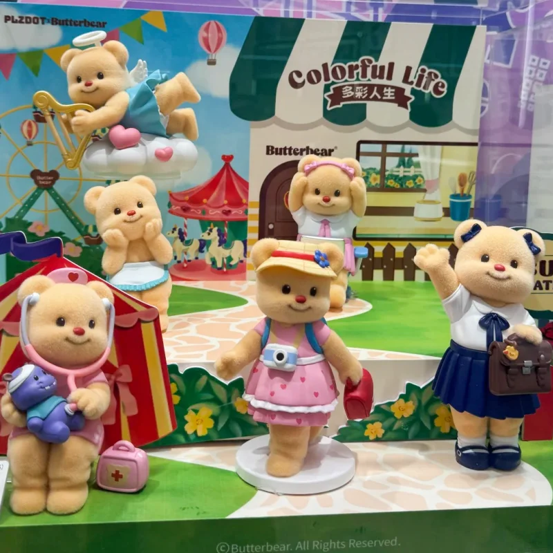 

Аутентичный масляный медведь «красочная жизнь» слепая коробка милый модный настольный флокированный орнамент подарок на день рождения игрушка хобби