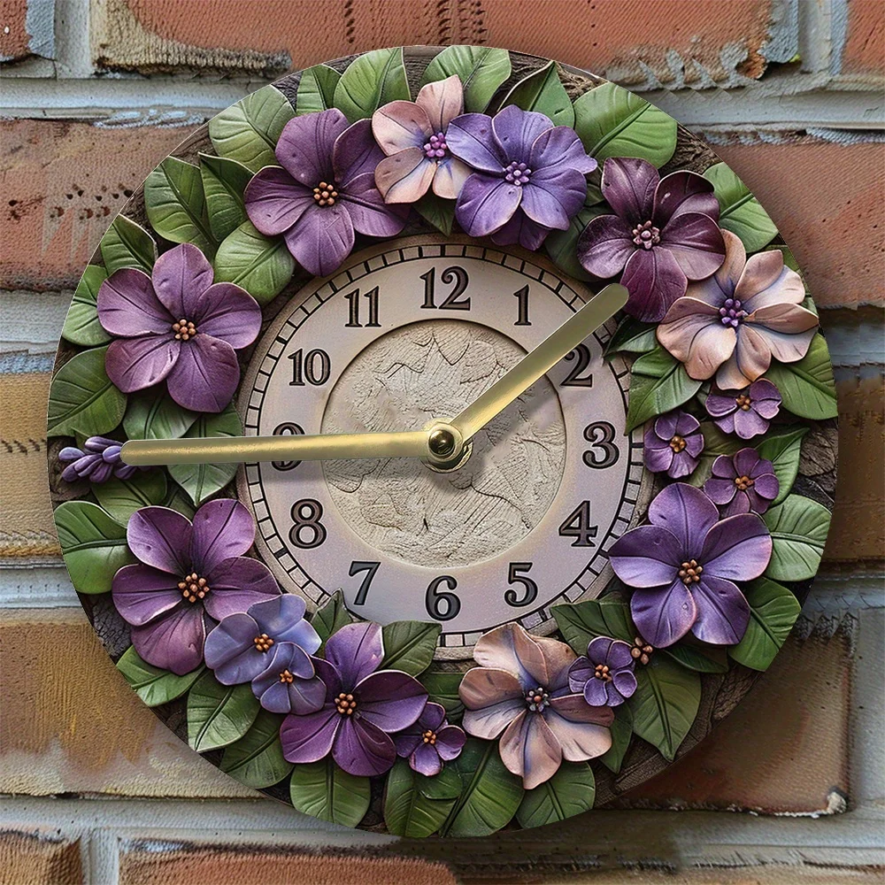 DIY Wall Clock Kit with Bloom Lilac Design, 3D Effect Craft Set for Home Decoration - High-Definition Printing, Easy Assembly