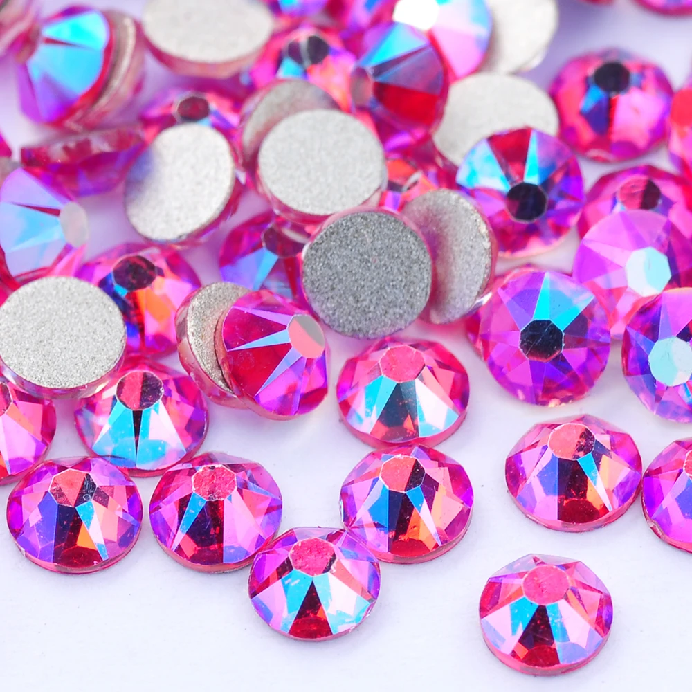 YANRUO 2088 Non Hotfix Rose Shimmer Glass Glitter Strass Cold Fixation Flat Back Rhinestones Non Hotfix Crystals For Dress