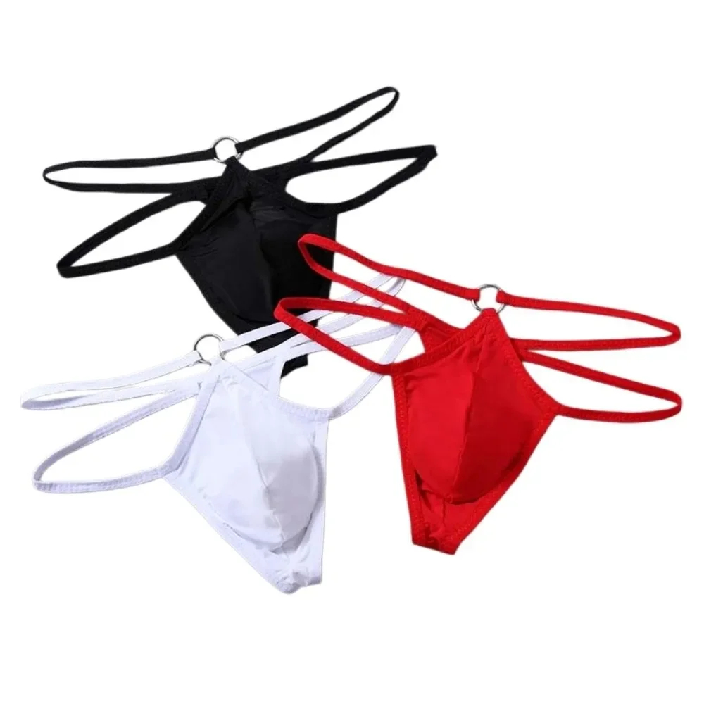 Breathable Mesh Men's Thin Thong Hollow Out Low Waist T-back Briefs Transparent Thin Strip Triangle Panties Date Night