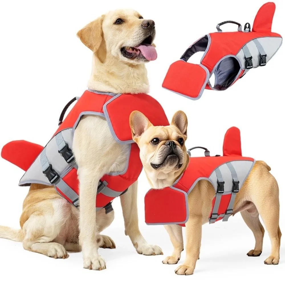 

Safety Dog Life Jacket Back Traction Hook Adjustable Strap Dog Swimming Vest Quick-release Buckle High Buoyancy
