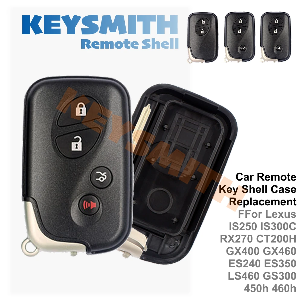 KEYSMITH Smart Remote Key Case For Lexus IS250 ES350 GS350 LS460 GS 2 3 4 Button Fob Keyless Entry Shell Blank Replacement