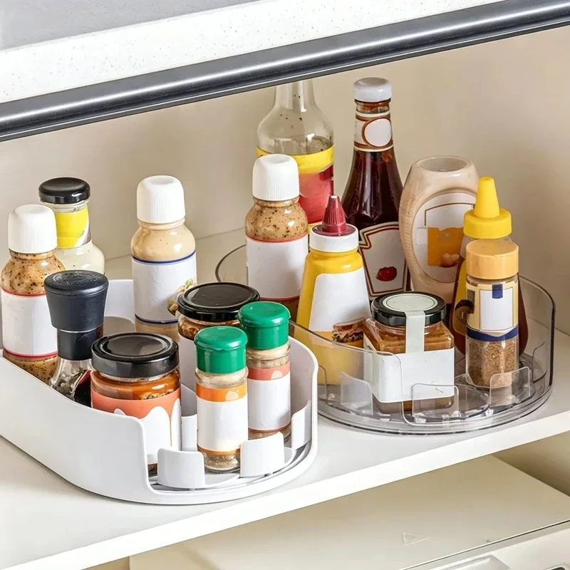 Transparent 360 Rotating Fridge Organizer Storage Box Large Capacity Turntable Spice Rack for Refrigerator Kitchen Cabinet